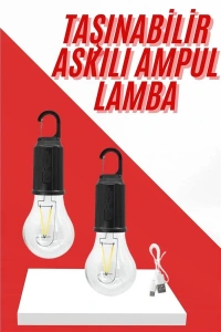 Şarjlı Aydınlatma Ampul Tasarımlı Ambians Işık Askılı Kamp Lambası