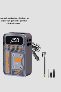 Şarjlı Kablosuz Hava Pompası – 150 PSI Basınç, LED Ekran ve 6000mAh Batarya