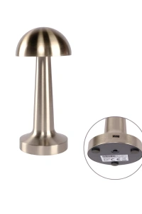 Şarjlı Kablosuz Mantar Masa Lambası Dokunmatik 3 Renk LED Modern Tasarım