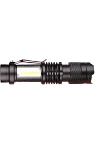Şarjlı LED El Feneri - 14500 Pil Dahil, 4 Işık Modu, Mini Boy