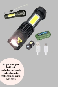 Şarjlı Mini LED El Feneri 2000 Lümen Su Geçirmez