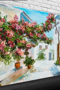 Sarmaşık ve Köy Evleri Yağlıboya Kanvas Tablo 50 x 70