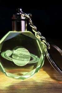 Satürn Gezegen Tasarım Işıklı Anahtarlık