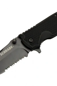 Schrade 5-1 Siyah Kamp Çakı 20cm- Yarı Otomatik, Testere Detaylı, Kemerlikli