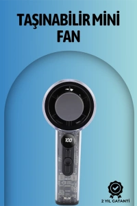 Şeffaf Kasa El Fanı | 5V 2A | 100 Kademeli Hava Akışı | Type-C Girişli