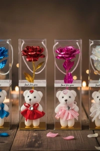 Şeffaf Kutulu Ayıcıklı Sonsuzluk Gülü