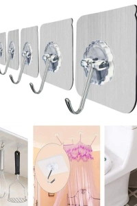 Şeffaf Yapışkanlı Askı, Mutfak Banyo Duvar Askısı, Çivisiz Pratik Kanca Seti