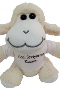 Seni Seviyorum Kuzum Tişörtlü Peluş Kuzu Oyuncak