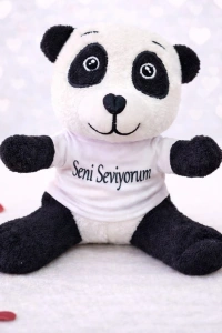 Seni Seviyorum Tişörtlü Sevimli Peluş Panda