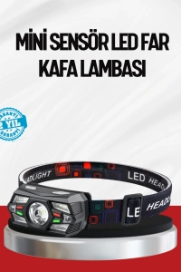 Sensörlü LED Kafa Lambası Kırmızı Beyaz Işık Ayarlanabilir