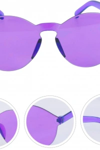 Sert Mika Oval Şekilli Çerçevesiz Mor Gözlük Retro Parti 5x14 cm