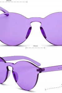 Sert Mika Oval Şekilli Çerçevesiz Mor Gözlük Retro Parti 5x14 cm