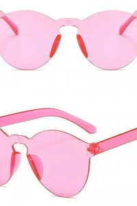 Sert Mika Oval Şekilli Çerçevesiz Pembe Gözlük Retro Parti 5x14 cm