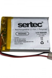 Sertec 403443 3.7V 520 MAh Li-Polymer Pil (Devreli/1.5A)