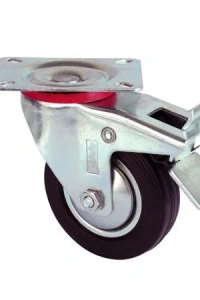 Servis Tekeri - Tablalı Frenli Siyah Döner - Çap 125 mm