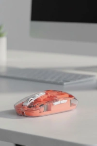 Sessiz Tıklamalı Şeffaf Mouse Bluetooth ve USB Uyumlu