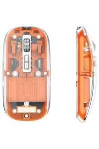 Sessiz Tıklamalı Şeffaf Mouse Bluetooth ve USB Uyumlu