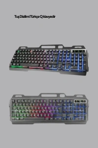 Set Işıklı Klavye Mouse + Bluetooth 5.2 Kulaklık  Paketi