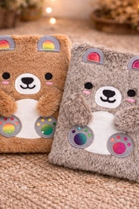Sevimli Ayıcık Peluş Çizgili Defter