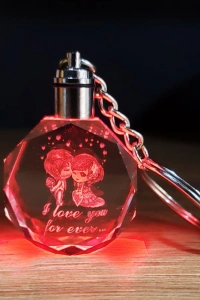 Sevimli Çift Tasarımlı Kristal Renk Değiştiren Anahtarlık