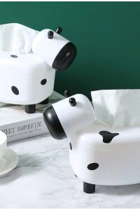 Sevimli İnek Tasarımlı Mıknatıslı Tuzluk ve Peçetelik