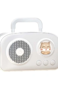 Sevimli Tasarımlı Taşınabilir Radyolu Bluetooth Hoparlör Beyaz