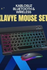 Şık ve Sessiz Tasarımlı Işıklı Klavye Mouse Seti – Şarjlı, Wireless