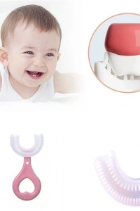 Silikon Çocuk Diş Fırçası Tartar Temizleyici (2-12 Yaş) - Pembe