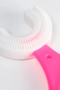 Silikon Çocuk Diş Fırçası Tartar Temizleyici (2-12 Yaş) - Pembe