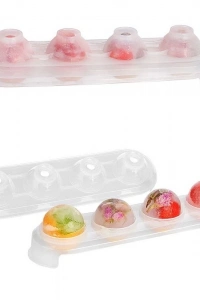 Silikon Tabanlı 4 Bölmeli Şeffaf Buz Kalıbı Yuvarlak Buzluk