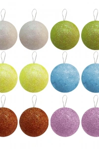 Simli Asorti Ağaç Süsleme Topları 12li - 3cm -