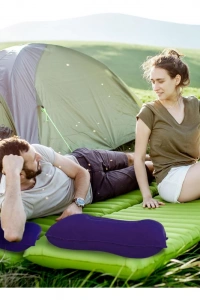 Şişme Kamp ve Yolculuk Yastığı - Ergonomik - Kadife Yüzey