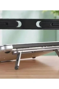 Siyah 2 Kademeli Katlanabilir ve Yapışkanlı Laptop Standı