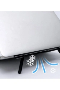 Siyah 2 Kademeli Katlanabilir ve Yapışkanlı Laptop Standı