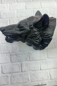 Siyah Ayı Figürü Duvar Dekoru Asılabilir Hediyelik Heykel 25x19 cm