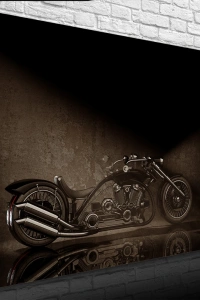 Siyah  Chopper Concept Motosiklet Kanvas Tablo 50 x 70