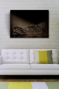 Siyah  Chopper Concept Motosiklet Kanvas Tablo 50 x 70