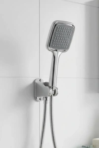 Siyah Duş Seti El Duşu Başlığı Spiral Hortum ve Duvar Askısı Banyo Duş Seti