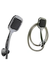 Siyah Duş Seti El Duşu Başlığı Spiral Hortum ve Duvar Askısı Banyo Duş Seti