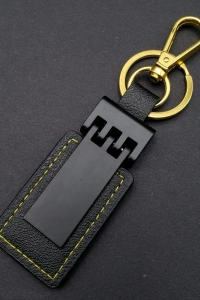 Siyah Gold Deri Metal Anahtarlık