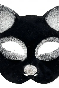 Siyah Gümüş Simli Kedi Maskesi