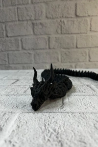 Siyah Hareketli Ejderha Figürü Esnek Gövdeli Dekoratif Tasarım 60 cm