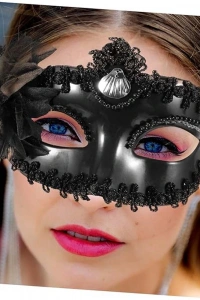 Siyah Işıltılı Tutmalı Fotoğraf Çekimi Maskesi