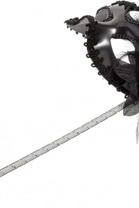 Siyah Işıltılı Tutmalı Fotoğraf Çekimi Maskesi