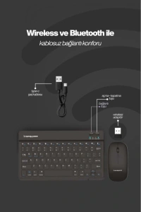 Siyah Kablosuz Klavye Ve Mouse Seti