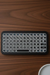 Siyah Kablosuz Mini RGB Işıklı Klavye Bluetooth 5.2 İnce Tasarım