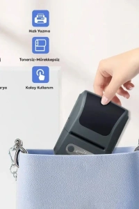 Siyah Kablosuz Portatif Etiket Yazıcısı