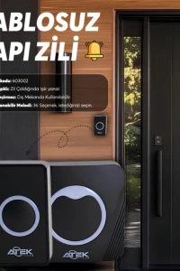 Siyah Kablosuz Su Geçirmez Kapı Zili