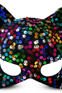 Siyah Kadife Payetli Parti Maskesi