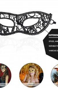 Siyah Kedi Model Dantel Parti Maskesi 12 No